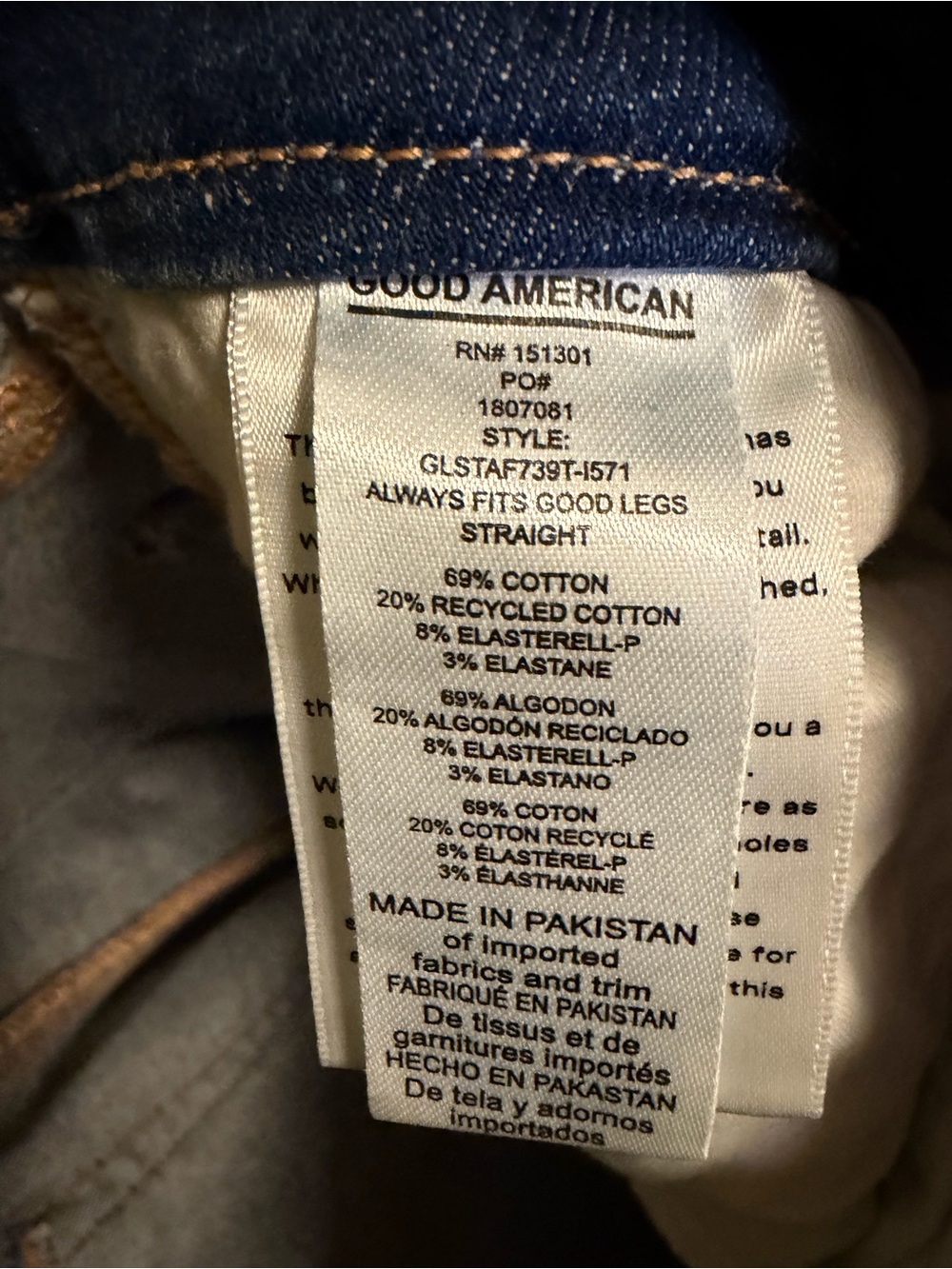 NWT Good American Always Fits Good Legs Straight Jeans Indigo 571 Size 6-12 $159 - Picture 13 of 13